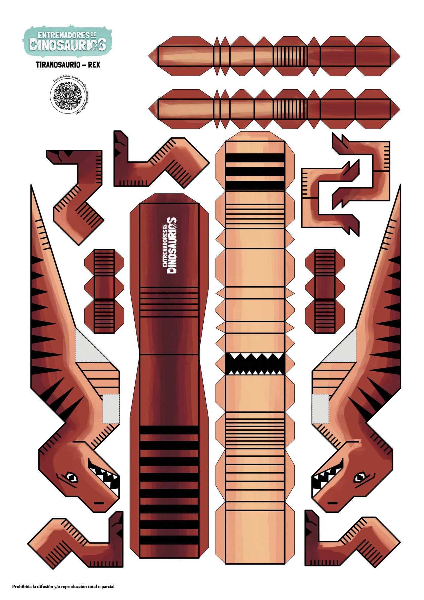 Recortable tiranosaurio  Entrenadores de dinosaurios libros niños de 7 a 9 años